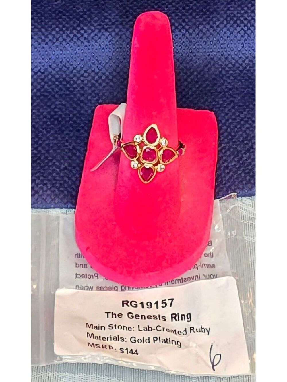 Bomb Party The Genesis Ring with Lab-Created Ruby and Gold Plating Size 6
